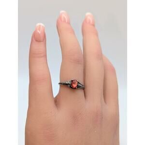 Antique Designer WMCO Orange Paua Shell Sterling Silver Ring Size 6.75